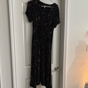 Free People Black Floral Midi Dress
